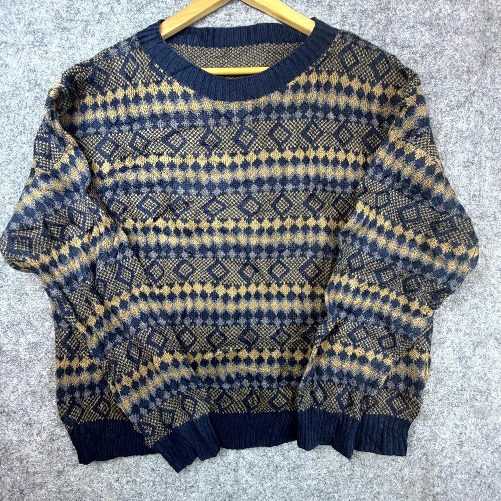 Vintage 90s Sweater Mens XL Dark Neutral Heritage Cabin Dad Grandpa Cosby Retro